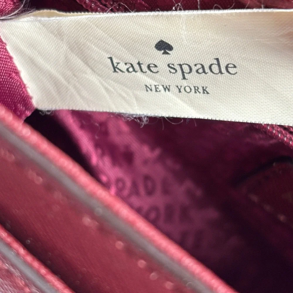 Kate Spade Saffiano Leather Crossbody‎ Bag Womens Medium Burgundy Flap Logo